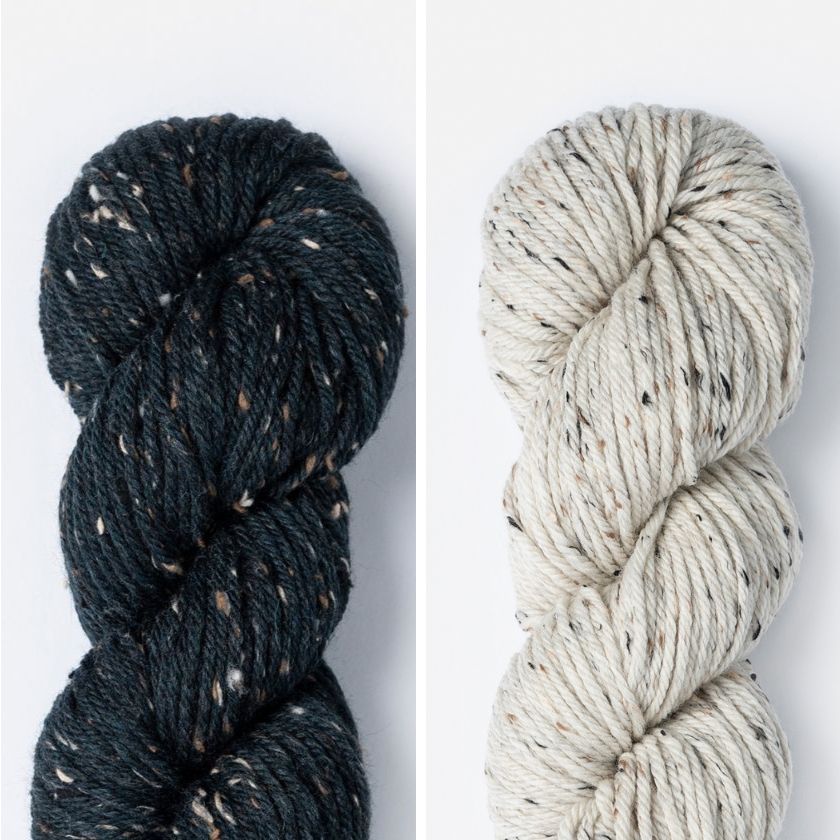 Skeins of yarn for the Anstruther hat in Midsummer Night and Rolled Oats