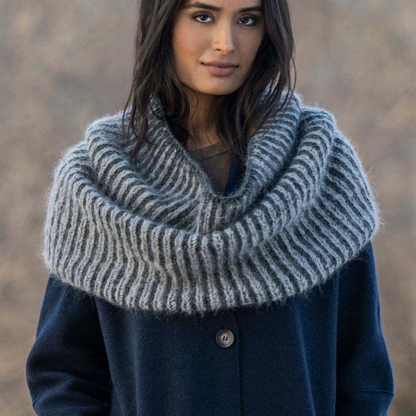Model showcasing the Castle Rock Cowl