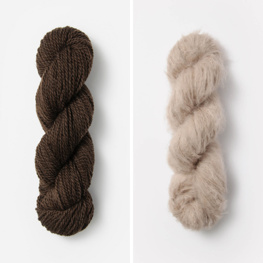 Skeins of yarn for the Castle Rock Cowl with Dark Chocolate and Toasted Marshmallow
