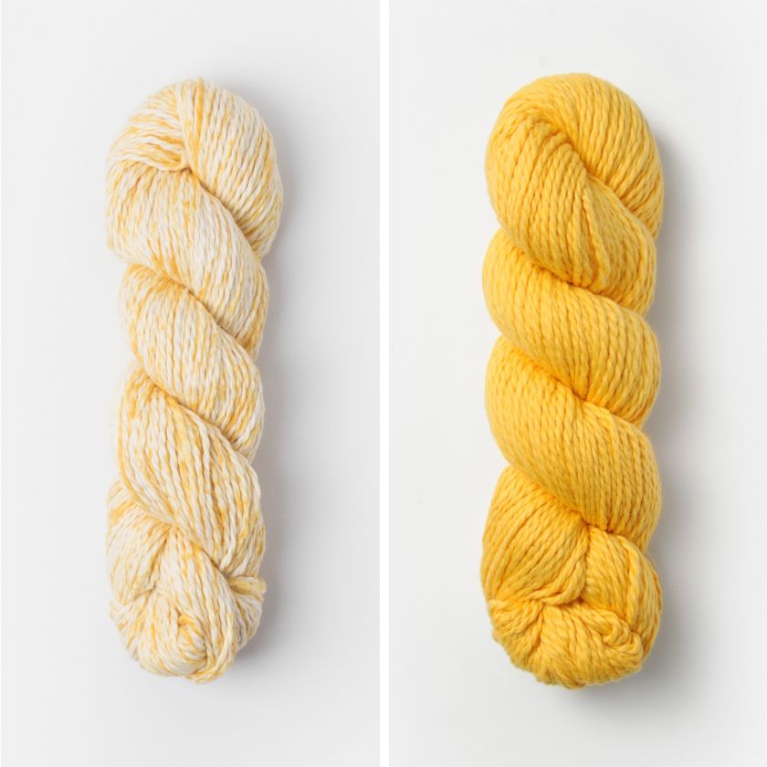 The Painted Sailor Pullover yarn in Sundrop and Dandelion