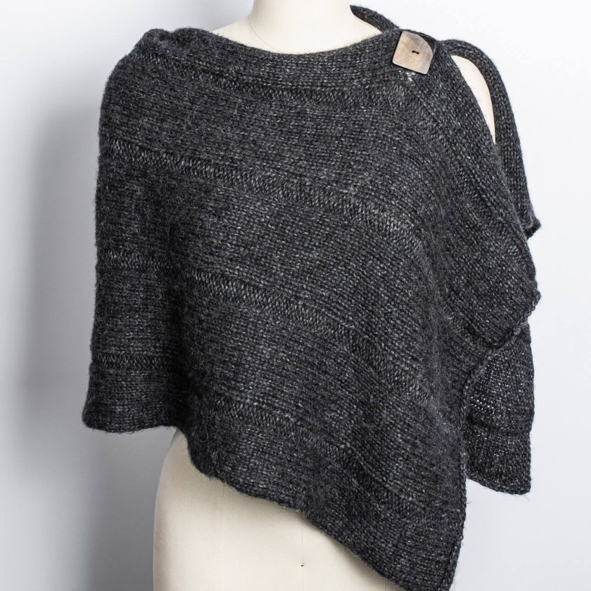 Dark gray Sasha Wrap on a mannequin with a white background