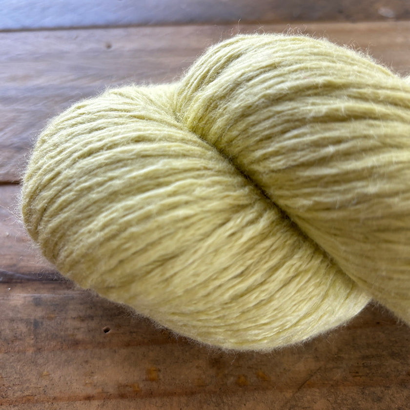 Juniper Moon Farms cotton yarn in Citron from the Dizzy Knitter