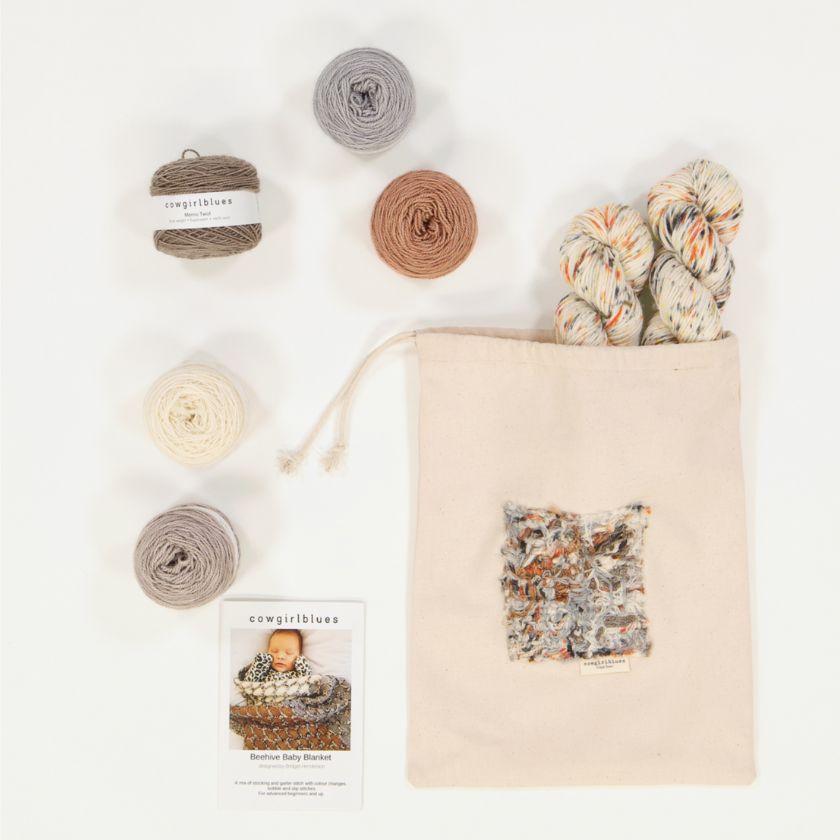 The kit used in the neutral Beehive Baby blanket by cowgirlblues