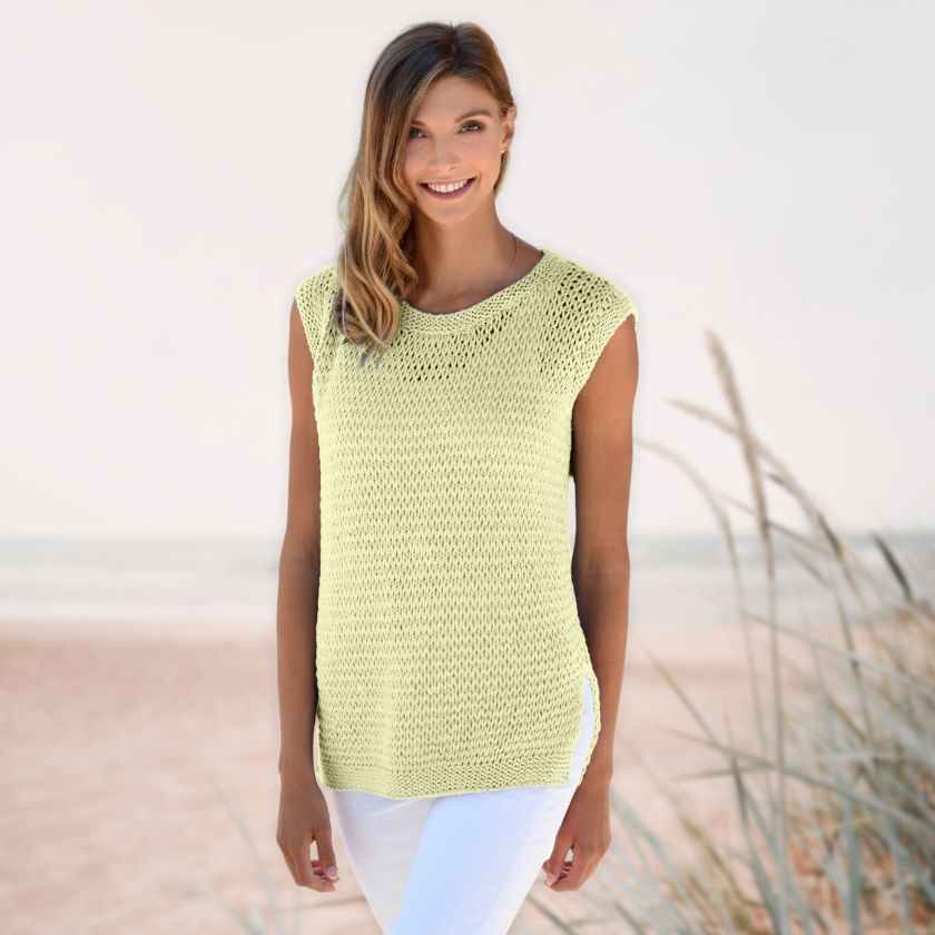 Dorothea tank in Citron from the Dizzy Knitter