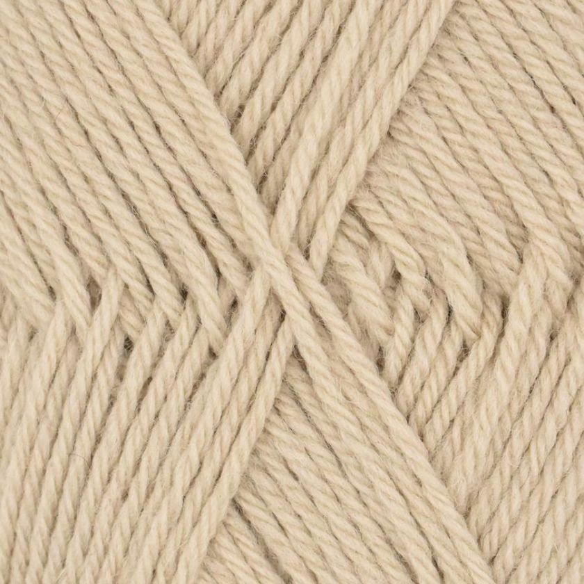 Close-up of Ella Rae Classic wool yarn in Light Tan with a textured pattern