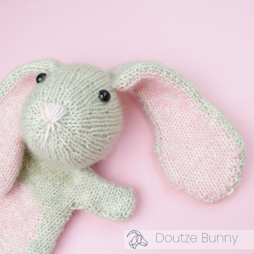 The Doutze Bunny flat body knitted toy by Amigurumi
