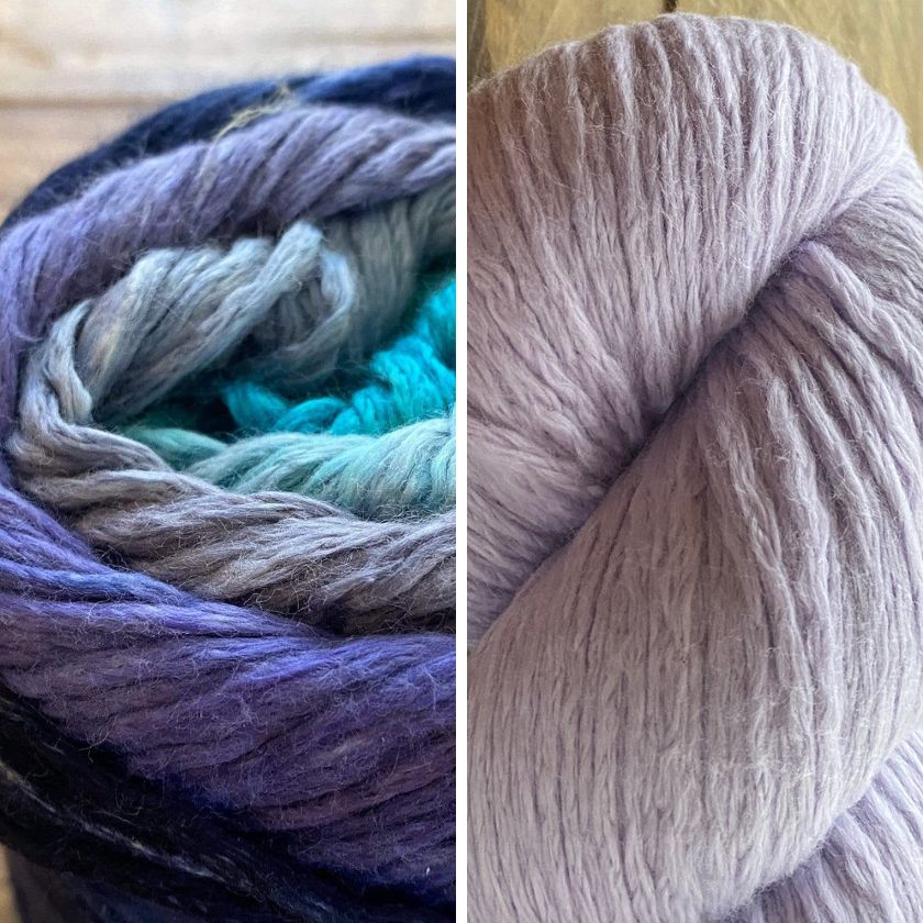 Pacific Sky and Lily Lollipop colors of yarn