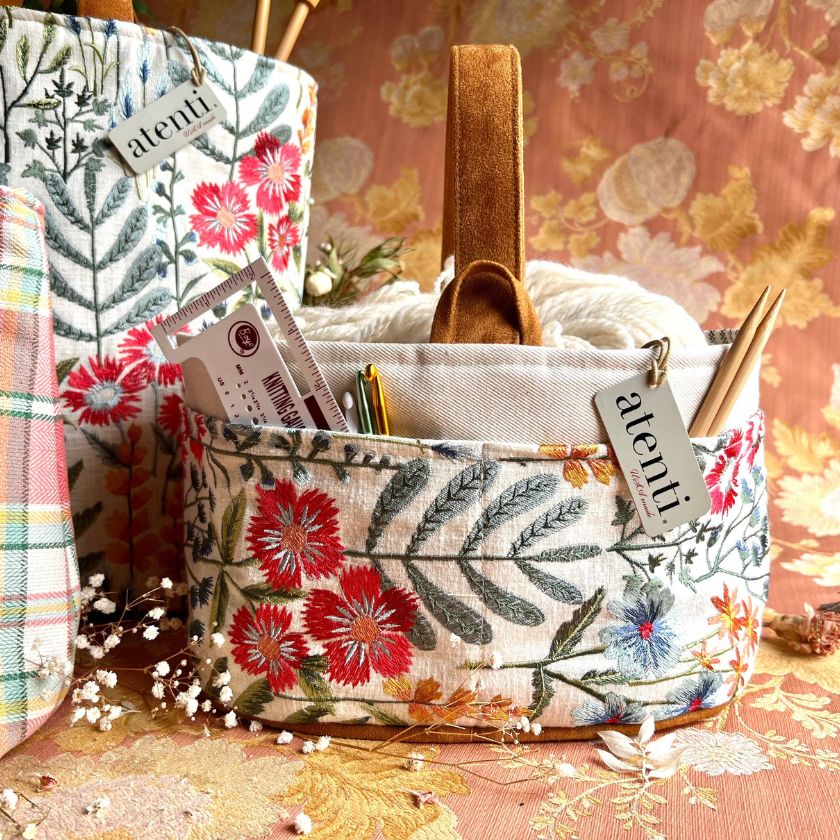 Knitting Project Bag Atenti Wildflower Caddy Crochet Organizer