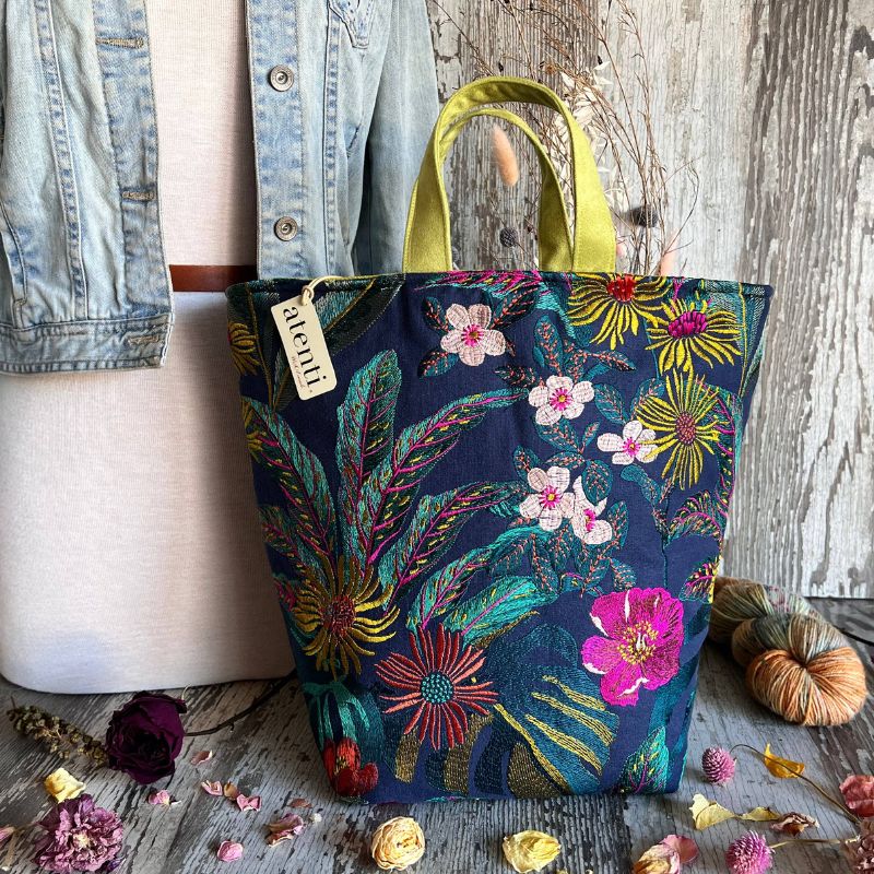 Knitting + Crochet Organizer Project Bag, Flora Hope Basket