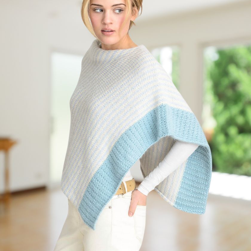 Model wearing the Winter Shoreline striped Bianca Wrap