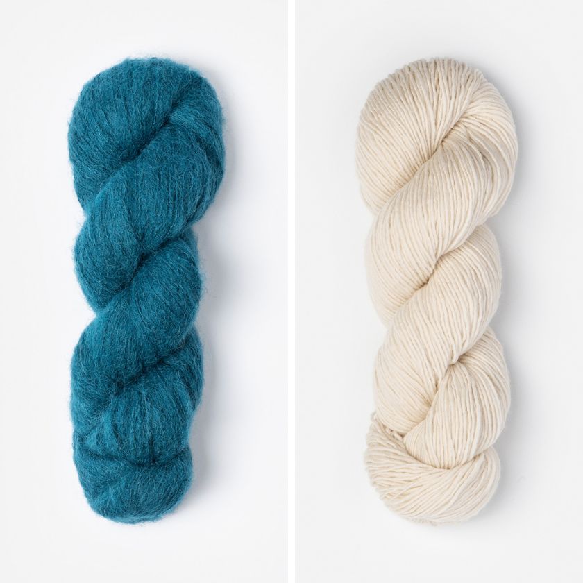 Juniper and Highland Fleece yarn for the Carina Cowl