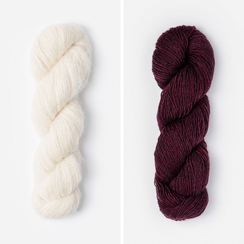 Yarrow and Deep Velvet yarn for the Carina Cowl