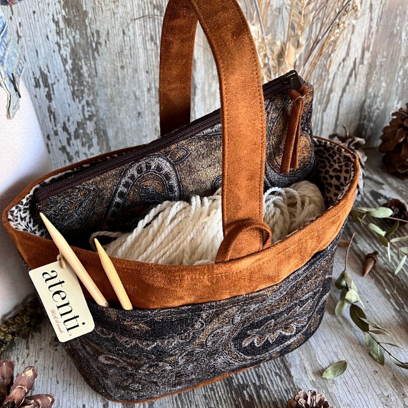 Atenti Knitting Project Bags - Chester Caddy and Tall Tool Pouch Gift Set