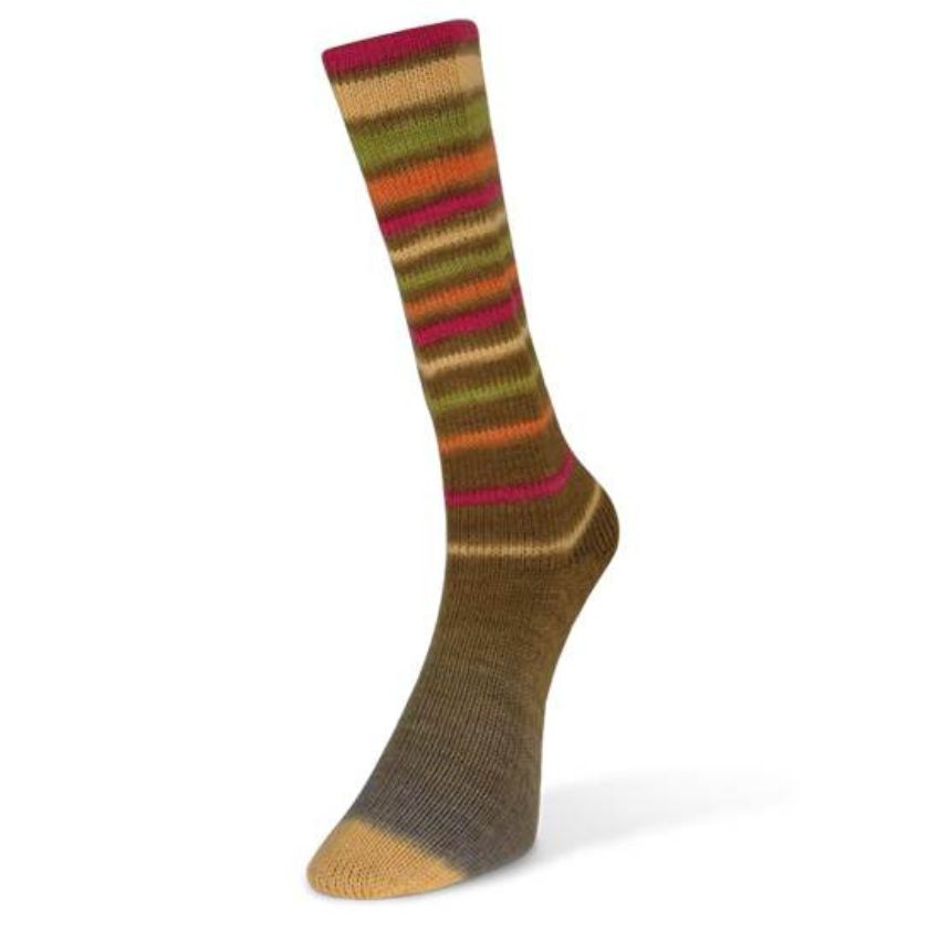 Multicolor Laines du Nord Infinity striped olive sock on a white background