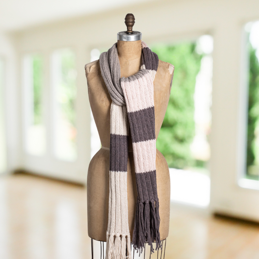 Tolland Color Block Rib Scarf | Beginner Knit Scarf Kit