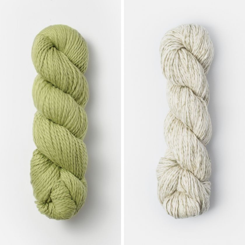 Wasabi & Sweet Pea yarn for the Worthington Wrap from The Dizzy Knitter