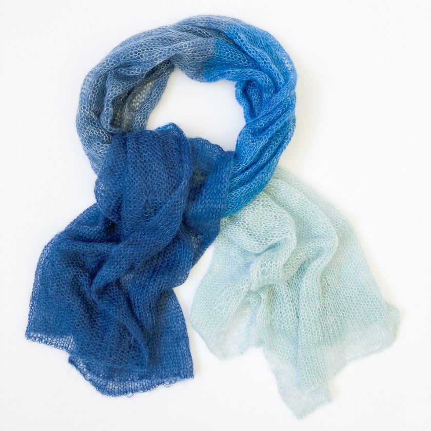 Cowgirl Blues Cobweb blue knitted shawl