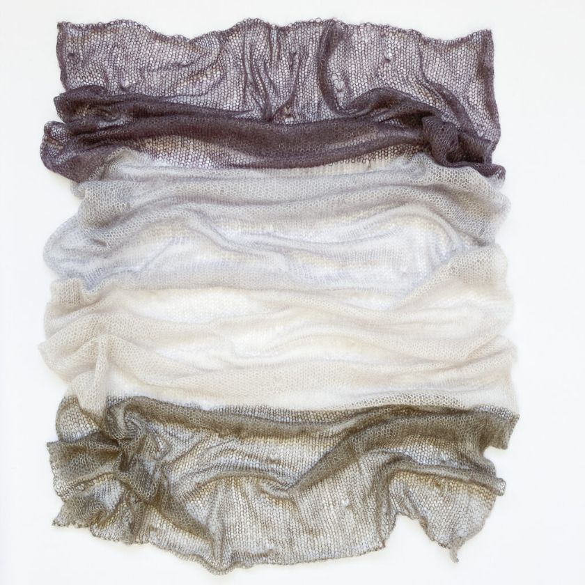 Cowgirl Blues Cobweb neutral knitted shawl