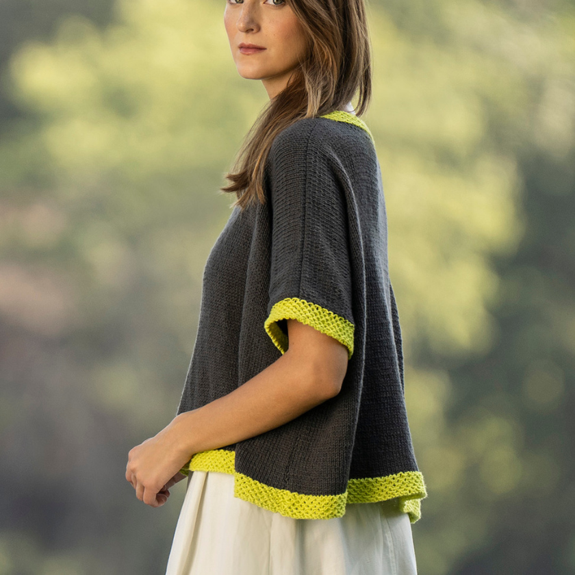 Left side view of France Avenue Tee showing relaxed fit