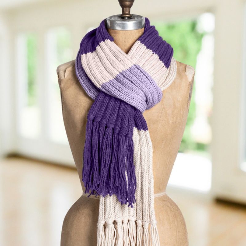 Tolland Color Block Rib Scarf | Beginner Knit Scarf Kit